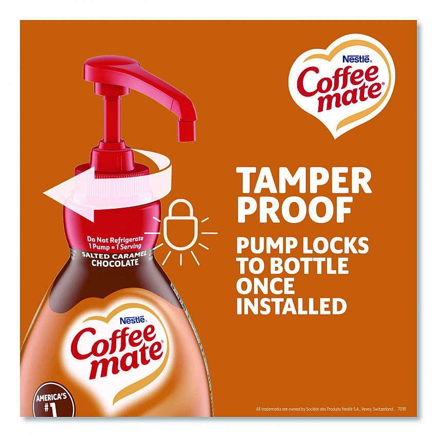 Liquid Creamer Pump Bottle, Salted Caramel Chocolate, 1.5 L Pump Bottle, 2/Carton (79976CT)