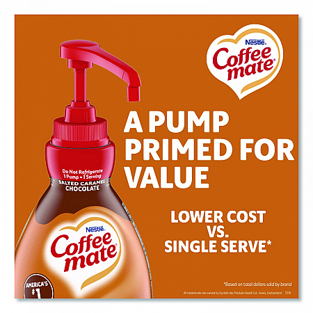 Liquid Creamer Pump Bottle, Salted Caramel Chocolate, 1.5 L Pump Bottle, 2/Carton (79976CT)