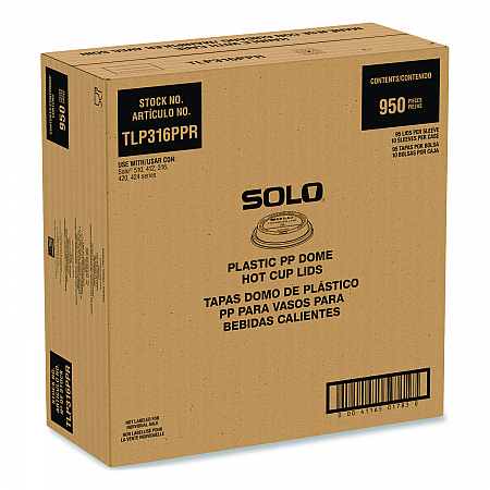 Traveler Cappuccino Style Dome Lid, Fits 10 oz to 24 oz Hot Cups, White, 95 Lids/Sleeve, 10 Sleeves/Carton (TLP316PPR)