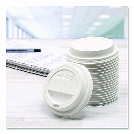 Traveler Cappuccino Style Dome Lid, Fits 10 oz to 24 oz Hot Cups, White, 95 Lids/Sleeve, 10 Sleeves/Carton (TLP316PPR)