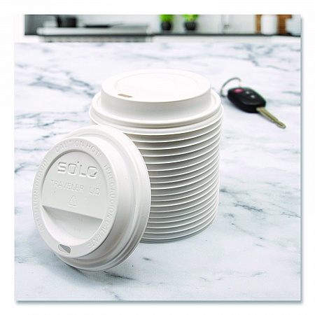 Traveler Cappuccino Style Dome Lid, Fits 10 oz to 24 oz Hot Cups, White, 95 Lids/Sleeve, 10 Sleeves/Carton (TLP316PPR)