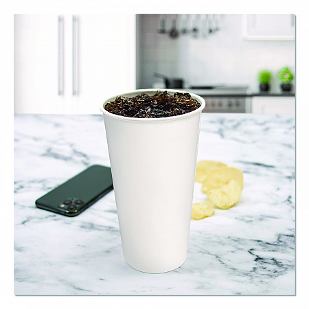 Double Sided Poly (DSP) Paper Cold Cups, 28 oz to 32 oz, White, 40 Cups/Sleeve, 12 Sleeves/Carton (RNP32P2050)