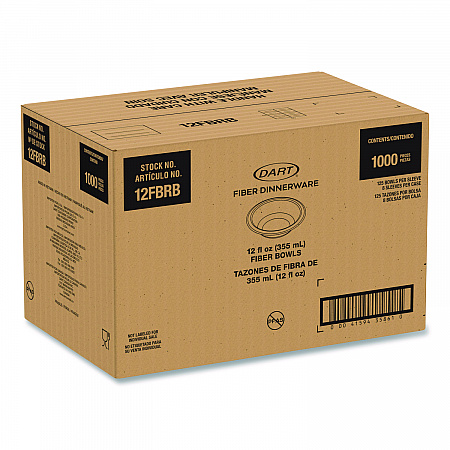 Compostable Molded Fiber Dinnerware, ProPlanet Seal, Bowl, 12 oz, Natural, 1,000/Carton (12FBRB)