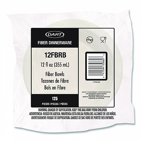 Compostable Molded Fiber Dinnerware, ProPlanet Seal, Bowl, 12 oz, Natural, 1,000/Carton (12FBRB)
