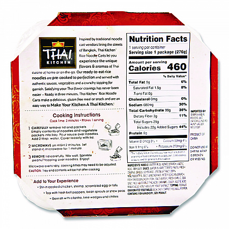 Thai Kitchen Pad Thai Rice Noodle Cart, 9.77 oz Individually Wrapped, 6/Carton (THA01026)