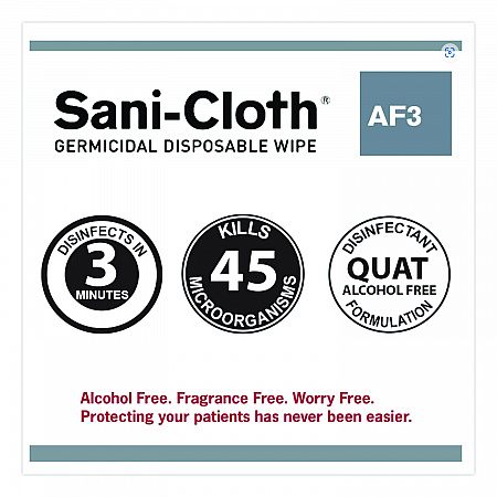 Sani-Cloth AF3 Germicidal Disposable Wipes, 6 x 6.75, White, 160 Wipes/Canister, 12 Canisters/Carton (P13872)