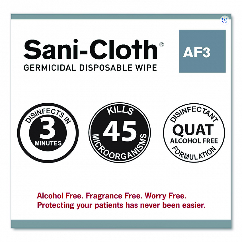 Sani-Cloth AF3 Germicidal Disposable Wipes, Extra-Large, 1-Ply, 7.5" x 15", Unscented, White, 75/Pack (P72584)