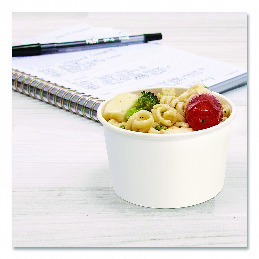 Double Poly Paper Food Containers, 5 oz, 3.38" Diameter x 2.01"h, White, Paper, 1,000/Carton (S605T02050)