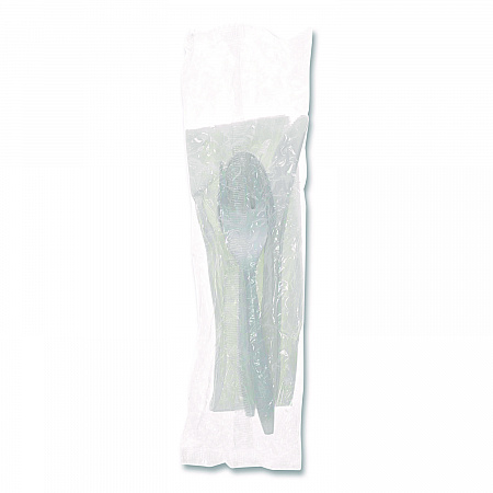 Fieldware Cutlery Kit, Individually Wrapped, Mediumweight, Fork/Knife/Napkin/Spoon, Plastic, White, 250/Carton (FKFSKWNCH)