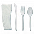 Fieldware Cutlery Kit, Individually Wrapped, Mediumweight, Fork/Knife/Napkin/Spoon, Plastic, White, 250/Carton (FKFSKWNCH)