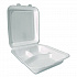 Foam Hinged Lid Containers, 3-Compartment, 7.56 x 8.25 x 2.38, White, Foam, 200/Carton (12109)