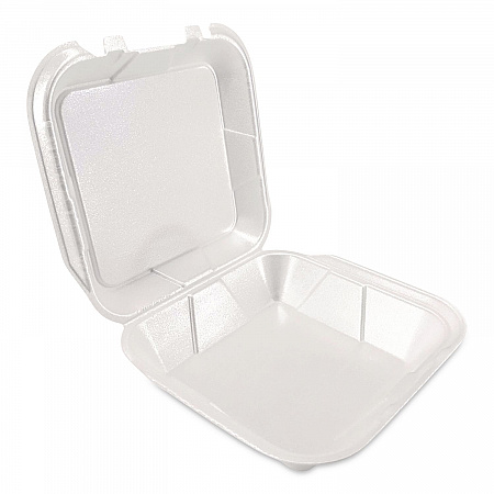 Foam Hinged Lid Containers, 9 x 9 x 3, White, Foam, 200/Carton (12084)