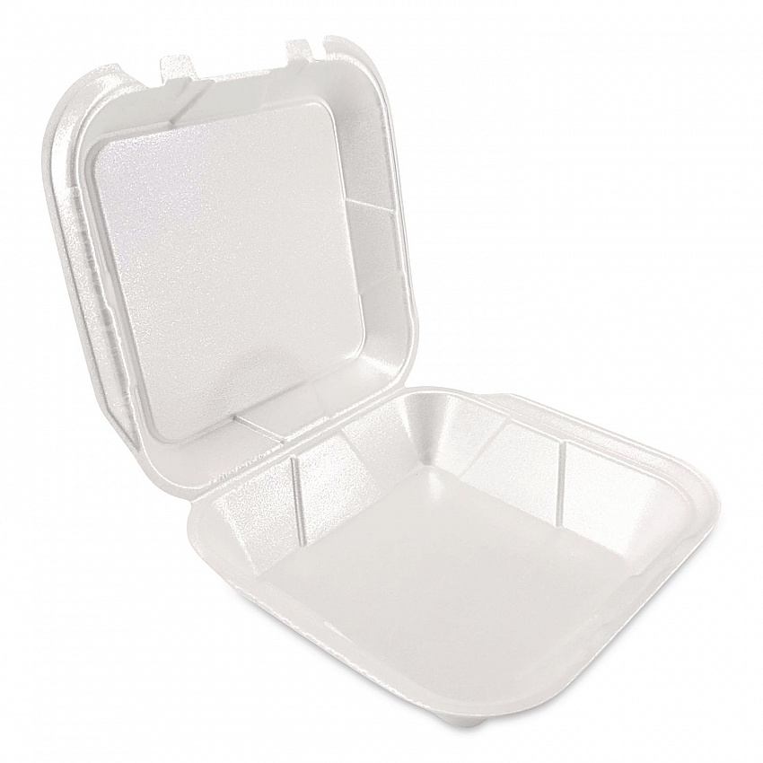 Foam Hinged Lid Containers, 9 x 9 x 3, White, Foam, 200/Carton (12084)