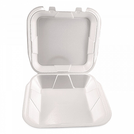 Foam Hinged Lid Containers, 9 x 9 x 3, White, Foam, 200/Carton (12084)