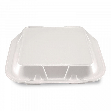 Foam Hinged Lid Containers, 9 x 9 x 3, White, Foam, 200/Carton (12084)
