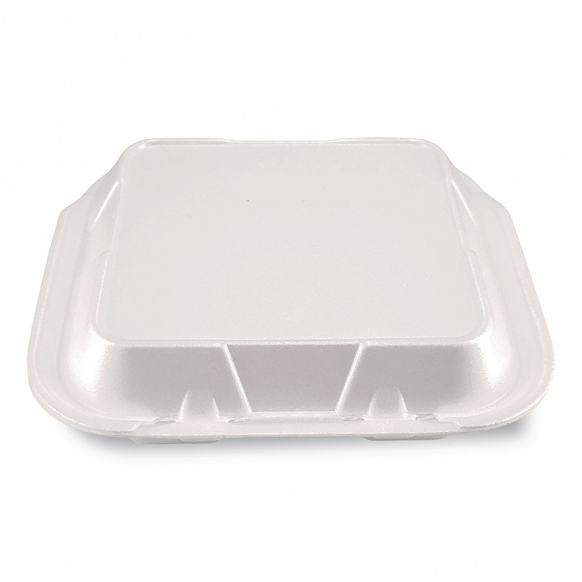 Foam Hinged Lid Containers, 9 x 9 x 3, White, Foam, 200/Carton (12084)