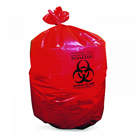 Healthcare Biohazard Printed Low-Density Can Liners, Infectious Waste, 30 gal, 3 mil, 30
