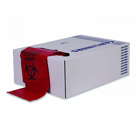 Healthcare Biohazard Printed Low-Density Can Liners, Infectious Waste, 30 gal, 3 mil, 30