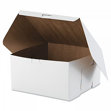 White One-Piece Non-Window Bakery Boxes, 10 x 10 x 5.5, White, Paper, 100/Carton (0977)