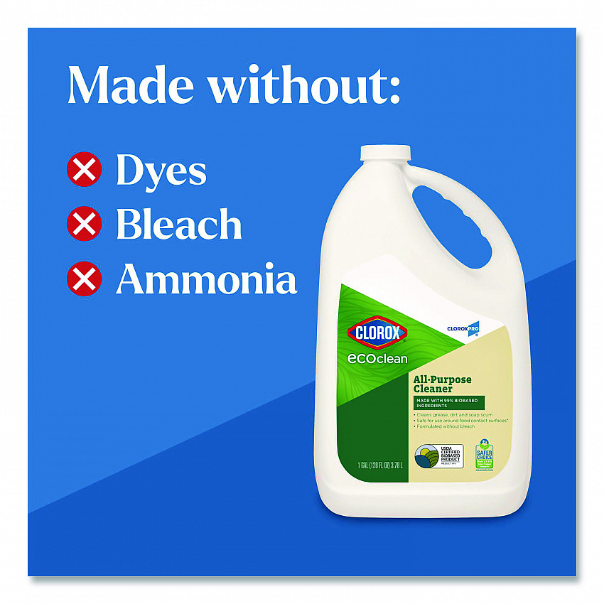 Clorox Pro EcoClean All-Purpose Cleaner, Refill, Unscented, 128 oz Bottle, 4/Carton (60278CT)