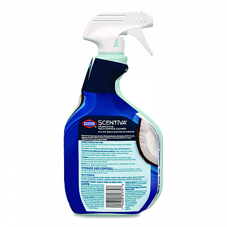 Scentiva Disinfecting Multi-Surface Cleaner, Bleach Free, Coconut and Waterlily Scent, 32 oz Spray Bottle, 9/Carton (60521CT)