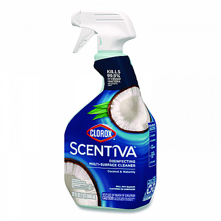 Scentiva Disinfecting Multi-Surface Cleaner, Bleach Free, Coconut and Waterlily Scent, 32 oz Spray Bottle, 9/Carton (60521CT)