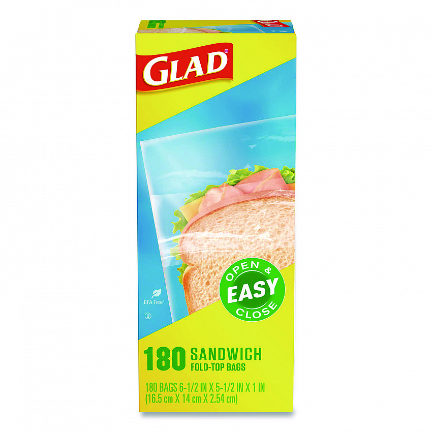 Fold Top Food Storage Plastic Sandwich Bags, 6.5 x 5.5, Clear, 180 Bags/Box, 12 Boxes/Carton (60771)