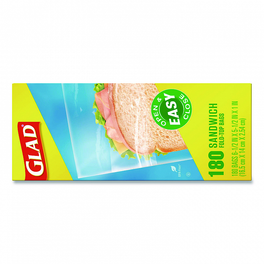 Fold Top Food Storage Plastic Sandwich Bags, 6.5 x 5.5, Clear, 180 Bags/Box, 12 Boxes/Carton (60771)