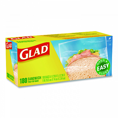 Fold Top Food Storage Plastic Sandwich Bags, 6.5 x 5.5, Clear, 180 Bags/Box, 12 Boxes/Carton (60771)