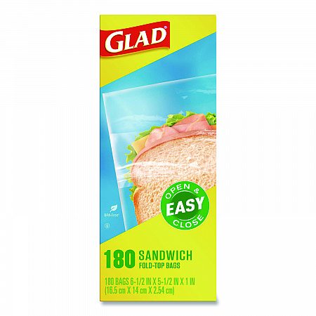 Fold Top Food Storage Plastic Sandwich Bags, 6.5 x 5.5, Clear, 180 Bags/Box, 12 Boxes/Carton (60771)