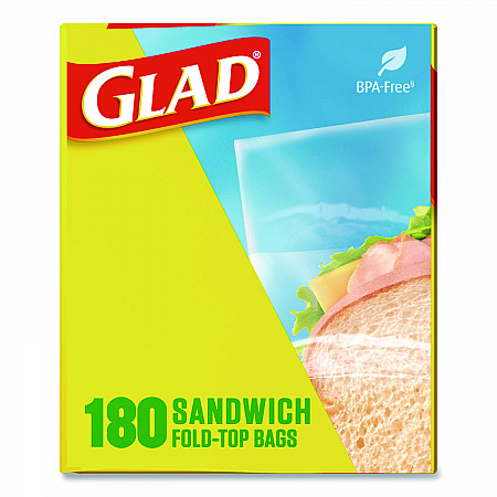 Fold Top Food Storage Plastic Sandwich Bags, 6.5 x 5.5, Clear, 180 Bags/Box, 12 Boxes/Carton (60771)