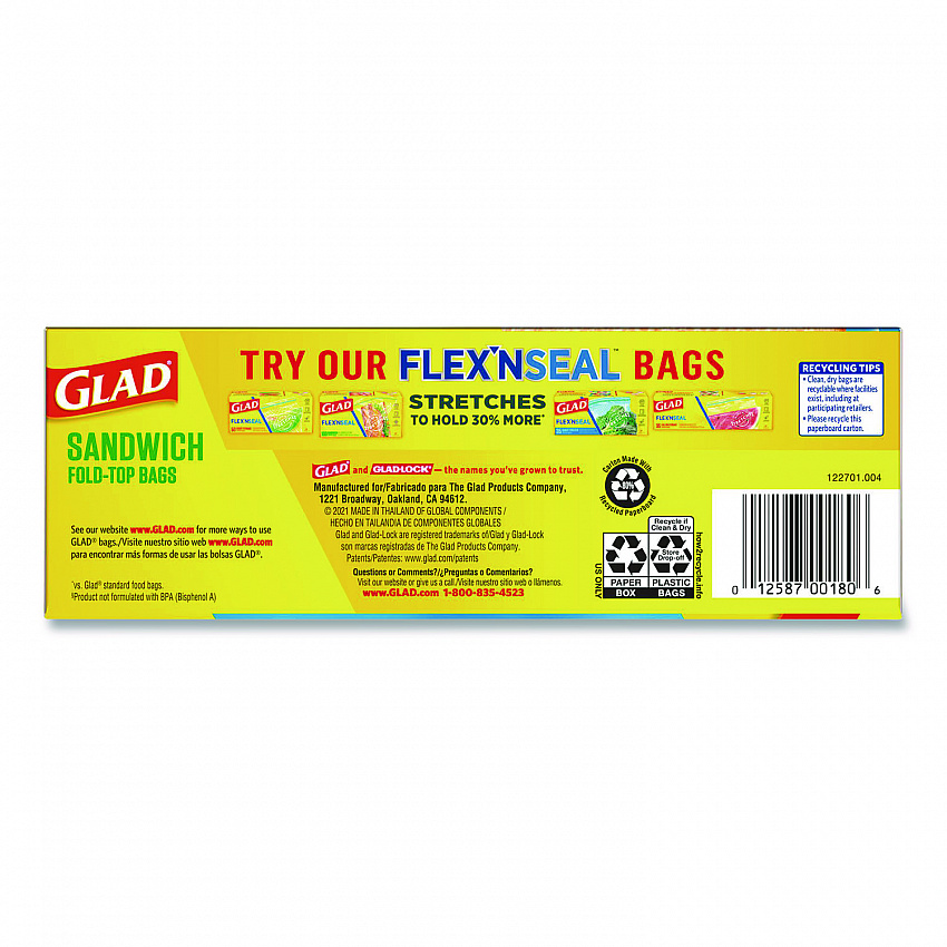 Fold Top Food Storage Plastic Sandwich Bags, 6.5 x 5.5, Clear, 180 Bags/Box, 12 Boxes/Carton (60771)