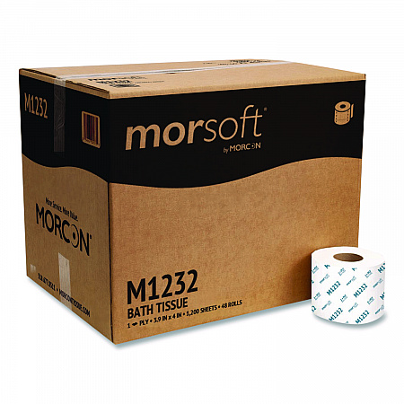 Morsoft Controlled Bath Tissue, Septic Safe, 1-Ply, White, 1,200 Sheets/Roll, 48 Rolls/Carton (M1232)