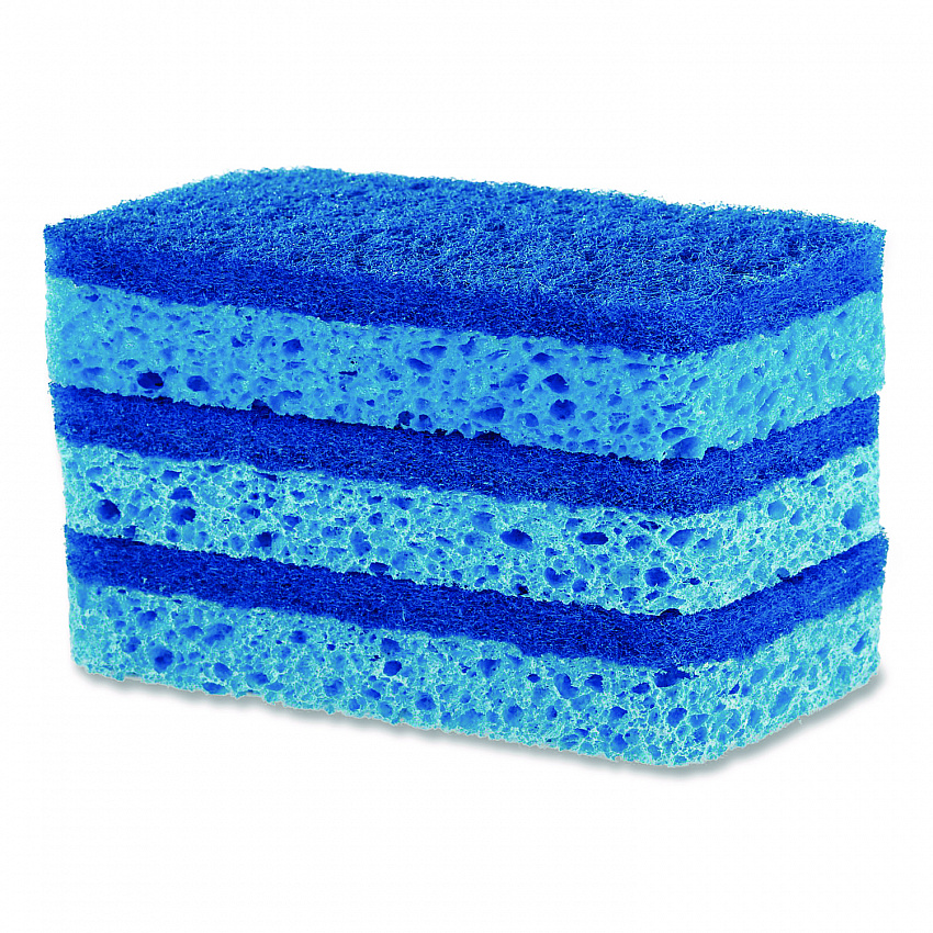 All Surface Scrubber Sponge, 2.5 x 4.5, 0.9" Thick, Dark Blue/Light Blue, 3/Pack, 8 Packs/Carton (91028CT)