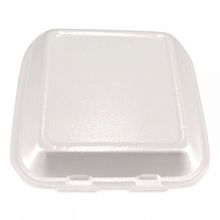 Foam Hinged Lid Containers, 3-Compartment, 7.56 x 8.25 x 2.38, White, Foam, 200/Carton (12109)