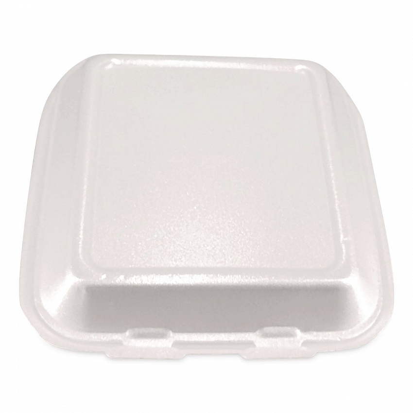 Foam Hinged Lid Containers, 3-Compartment, 7.56 x 8.25 x 2.38, White, Foam, 200/Carton (12109)
