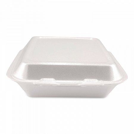 Foam Hinged Lid Containers, 3-Compartment, 7.56 x 8.25 x 2.38, White, Foam, 200/Carton (12109)