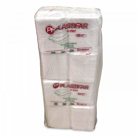 Foam Hinged Lid Containers, 3-Compartment, 7.56 x 8.25 x 2.38, White, Foam, 200/Carton (12109)