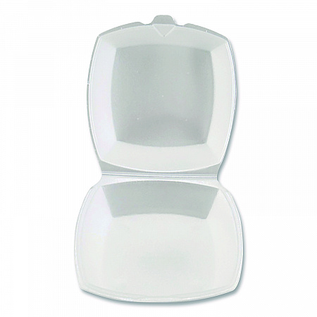 Foam Hinged Lid Containers, 6 x 6 x 3, White, Foam, 500/Carton (12175)