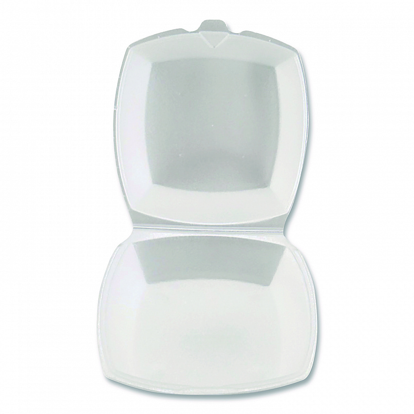 Foam Hinged Lid Containers, 6 x 6 x 3, White, Foam, 500/Carton (12175)
