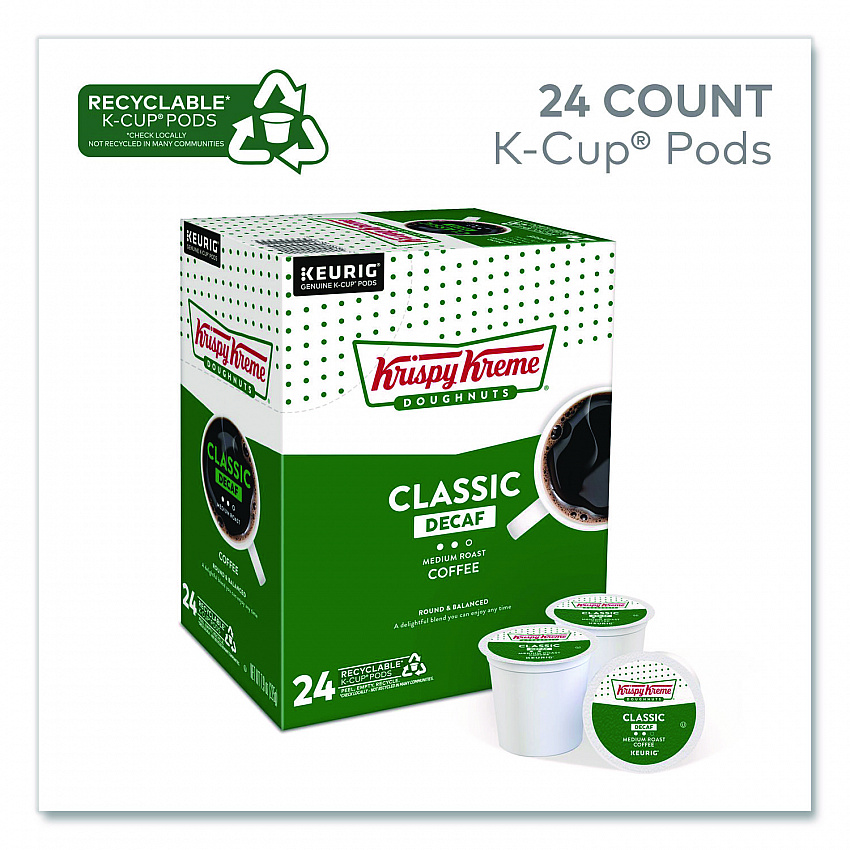 Classic Decaf Coffee K-Cups, Medium Roast, 24/Box (6111)