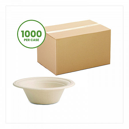 Nourish Molded Fiber Tableware, Compostable, Bowl, Sugarcane, 12 oz, White, 1,000/Carton (VWBL12NFA)