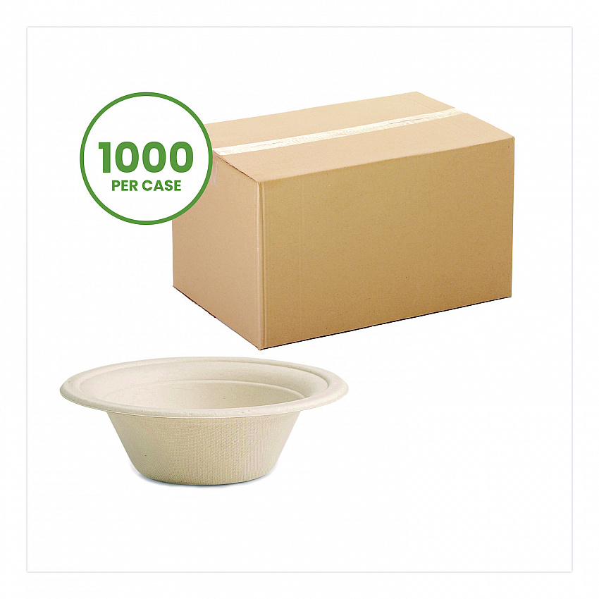 Nourish Molded Fiber Tableware, Compostable, Bowl, Sugarcane, 12 oz, White, 1,000/Carton (VWBL12NFA)