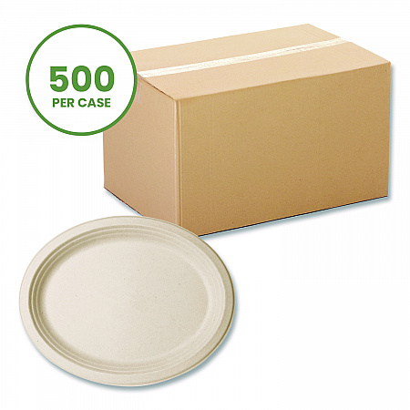 Nourish Molded Fiber Tableware, Compostable, Platter, Sugarcane, 8 x 10, White, 500/Carton (VWP009NFA)