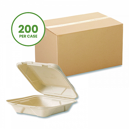 Nourish Molded Fiber Takeout Containers, Compostable, 7.9 x 7.9 x 2.9, White, Sugarcane, 200/Carton (VWHC81NFA)