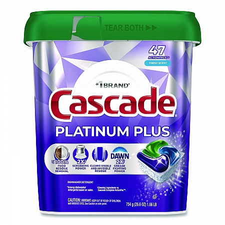 Platinum Plus ActionPacs Dishwasher Detergent Pods, Fresh Scent, 26.6 oz Tub, 47/Tub, 3 Tubs/Carton (15789CT)