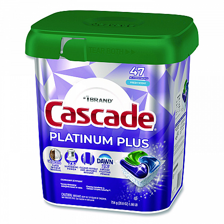 Platinum Plus ActionPacs Dishwasher Detergent Pods, Fresh Scent, 26.6 oz Tub, 47/Tub, 3 Tubs/Carton (15789CT)