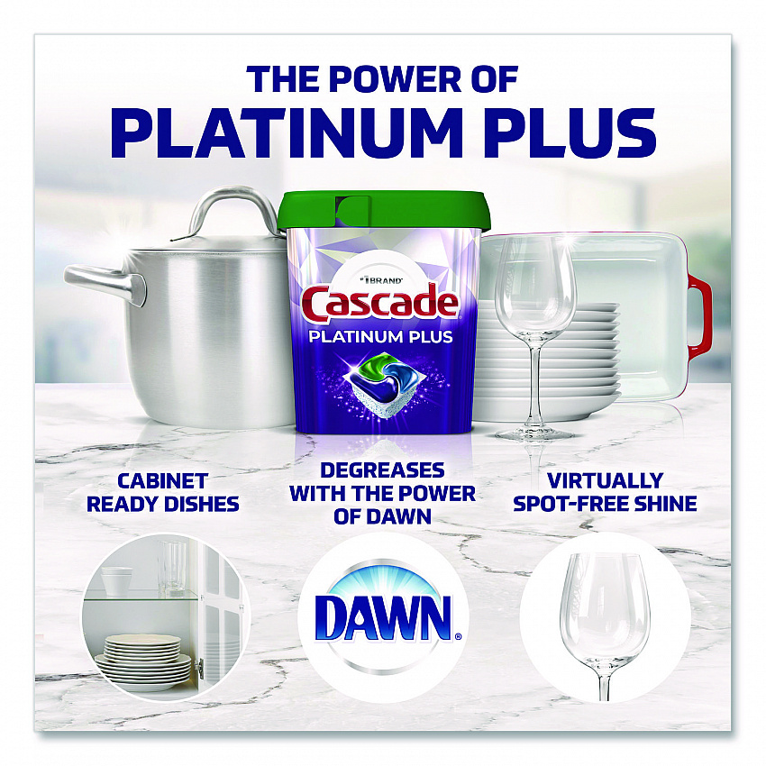 Platinum Plus ActionPacs Dishwasher Detergent Pods, Fresh Scent, 26.6 oz Tub, 47/Tub, 3 Tubs/Carton (15789CT)