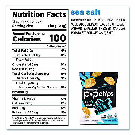 Potato Chips, Variety Pack, Barbeque, Sea Salt, Sour Cream and Onion, 0.8 oz Bag, 30/Pack (22001998)