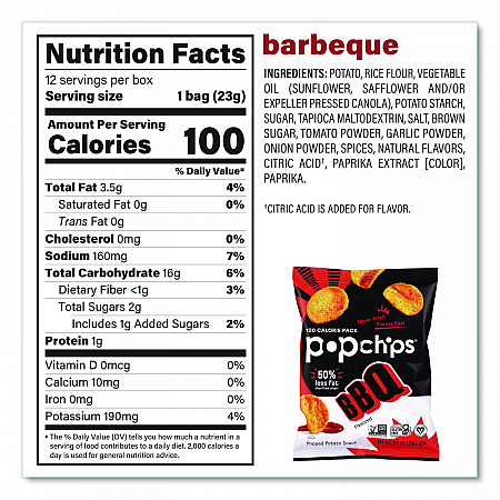 Potato Chips, Variety Pack, Barbeque, Sea Salt, Sour Cream and Onion, 0.8 oz Bag, 30/Pack (22001998)